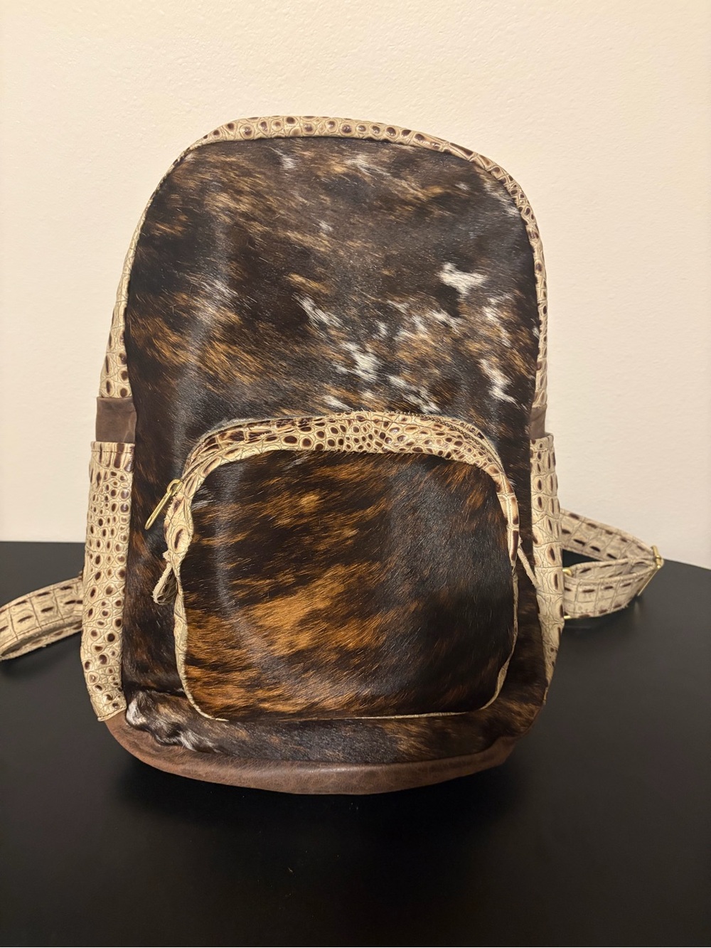 Cowhide & Leather Brown Brindle Backpack - Women